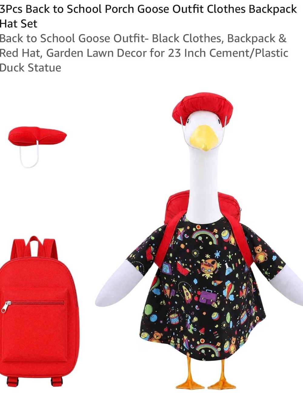 NWT- Kids Goose Backpack & Hat Set in Red with Black Outfit- 3pc accessories set
